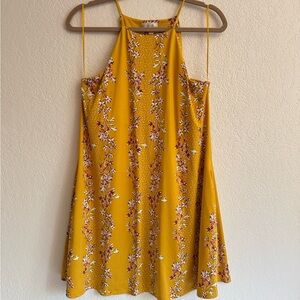 Floral Yellow Halter Dress
